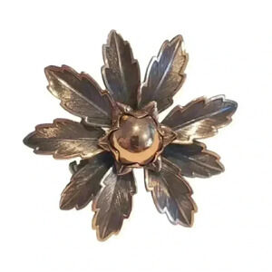 Vintage Copper Bell Trading Post Brooch Pin 1940 Flower 3D Native American